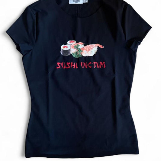 Vintage Moschino Jeans 'Sushi Victim' Archival Baby Tee