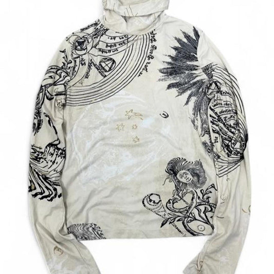 Vintage Roberto Cavalli AW2003 Celestial Print Turtleneck