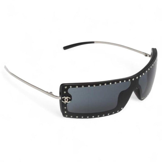 Vintage Chanel 2000s Crystal Shield Sunglasses