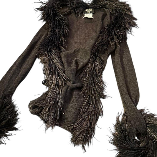 Vintage Jean-Paul Gaultier Brown Ostrich Feather Cardigan