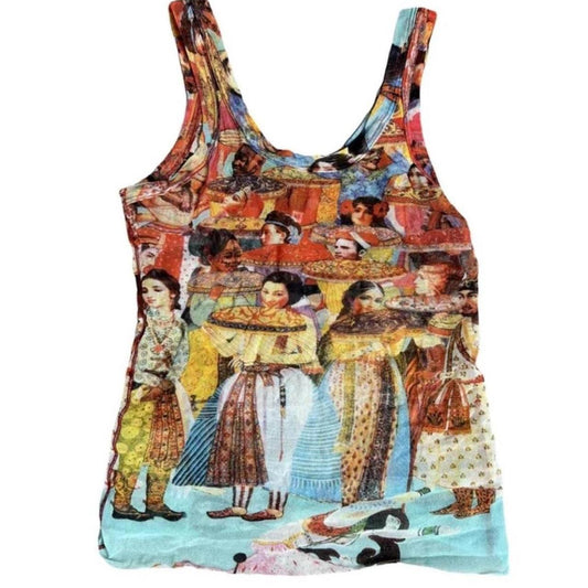 Vintage Jean-Paul Gaultier Soleil Print Mesh Tank Top