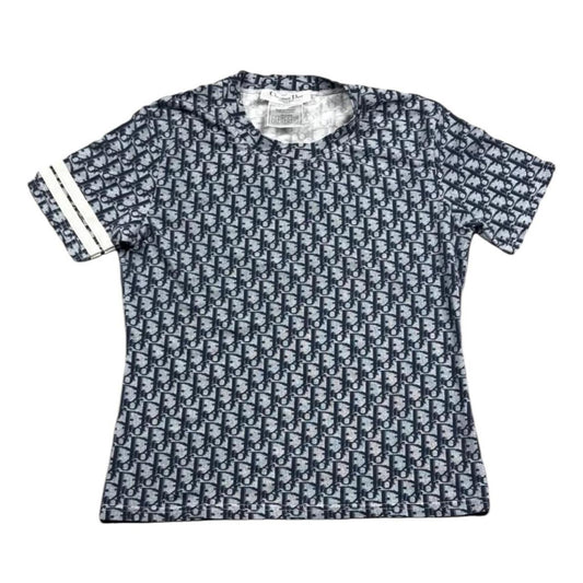 Vintage Christian Dior Blue and Navy Trotter Monogram T-Shirt