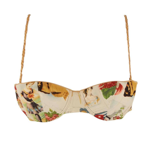 Vintage Christian Dior White Stamp Print Bra